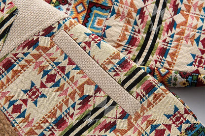 Patchwork Aztec Jacket with Plaid Panel and Oversized Fit