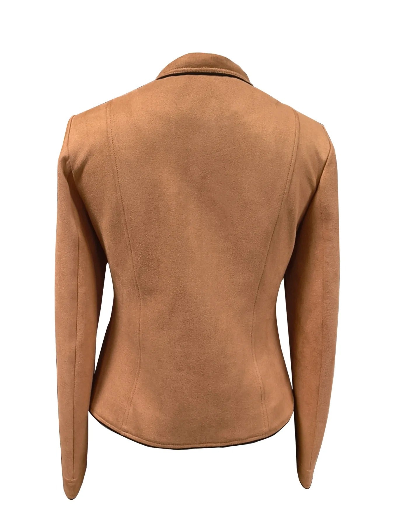 Vintage Style Tailored Button Jacket in Warm Brown