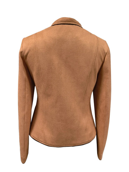 Vintage Style Tailored Button Jacket in Warm Brown